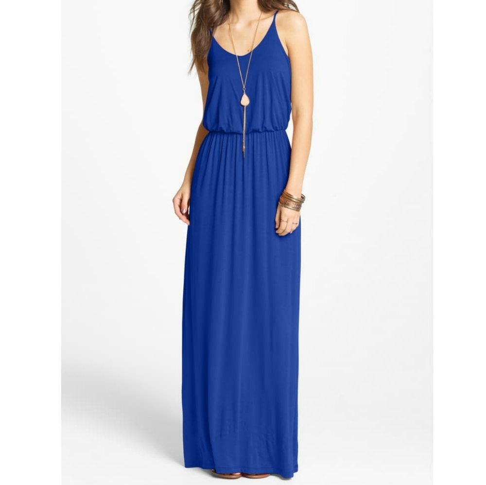 Lush Maxi Dress Blue Spaghetti Strap